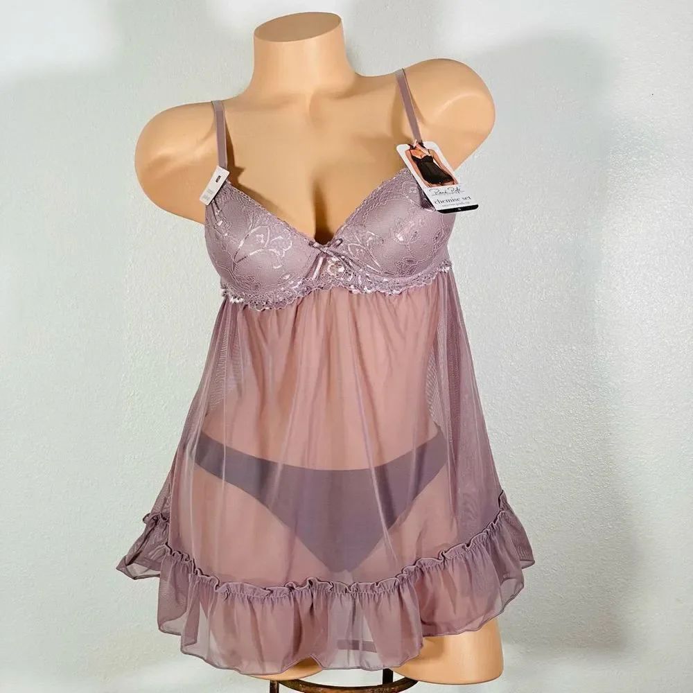 NWT Rene Rofe Sz S Tan Dark Beige Flyaway Lace Bra Beautiful 1 Pc Babydoll New